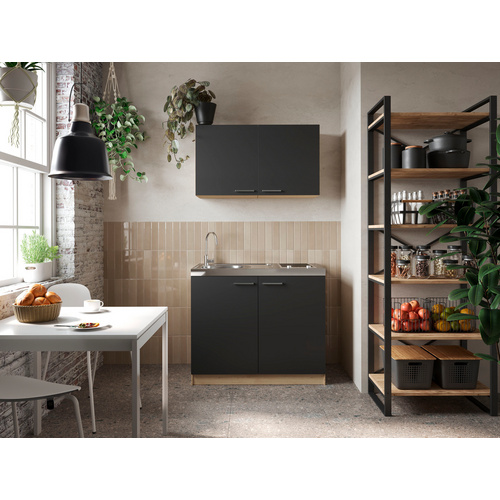 Thumbnail - RESPEKTA Pantry-Küche »Merle«, BxHxT: 100 x 200 x 200 cm, schwarz