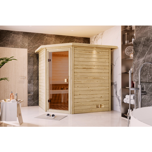 Thumbnail - KARIBU Sauna »Soodla«, BxTxH: 224 x 184 x 202 cm, ohne Ofen , für 3 Personen - beige