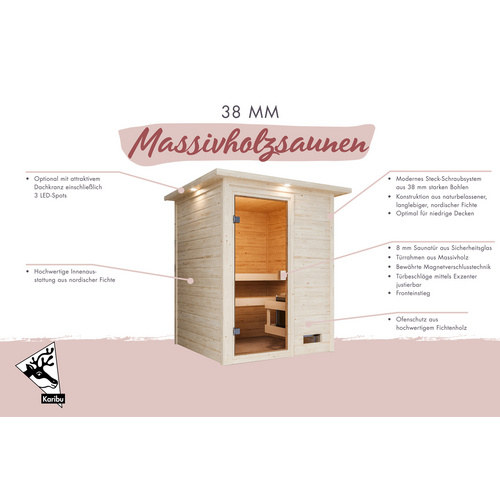Thumbnail - KARIBU Sauna »Turgel«, BxTxH: 173 x 159 x 191 cm, 3,6 kW Ofen, für 4 Personen - braun