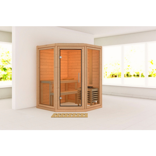 Thumbnail - KARIBU Sauna »Udema«, BxTxH: 158 x 158 x 207 cm, ohne Ofen , für 2 Personen - beige