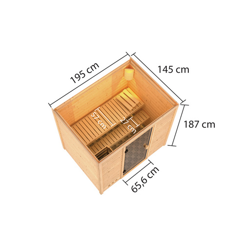 Thumbnail - KARIBU Sauna »Kasari«, BxTxH: 196 x 145 x 187 cm, ohne Ofen, für 2 Personen - beige