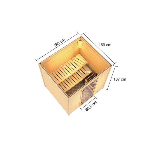 Thumbnail - KARIBU Sauna »Pirita«, BxTxH: 196 x 169 x 187 cm, ohne Ofen, für 3 Personen - beige
