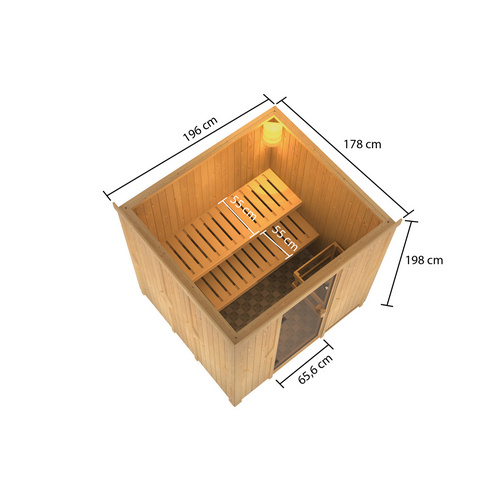Thumbnail - KARIBU Sauna »Kabli«, BxTxH: 196 x 178 x 198 cm, ohne Ofen, für 4 Personen - braun