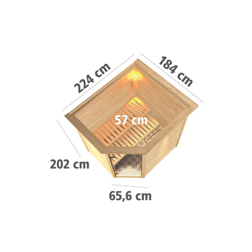 Thumbnail - KARIBU Sauna »Soodla«, BxTxH: 224 x 184 x 202 cm, ohne Ofen , für 3 Personen - beige