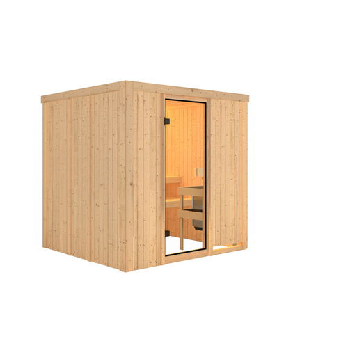 Thumbnail - KARIBU Sauna »Kabli«, BxTxH: 196 x 178 x 198 cm, ohne Ofen, für 4 Personen - braun