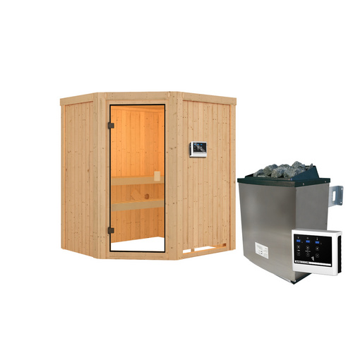 Thumbnail - KARIBU Sauna »Käsma«, BxTxH: 170 x 151 x 198 cm, 9 kW Ofen, für 4 Personen - braun