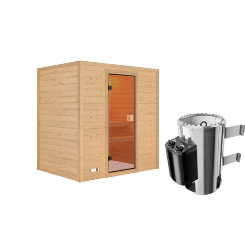 Thumbnail - KARIBU Sauna »Kasari«, BxTxH: 196 x 145 x 187 cm, 3,6 Ofen mit interne Steuerung , für 2 Personen - beige