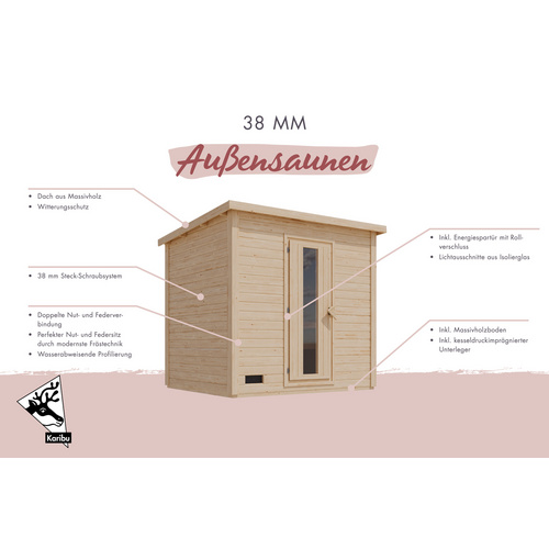 Thumbnail - KARIBU Saunahaus »Suurlaht«, BxTxH: x 231 x 196 x 228 cm,  ohne Ofen, für 5 Personen - braun
