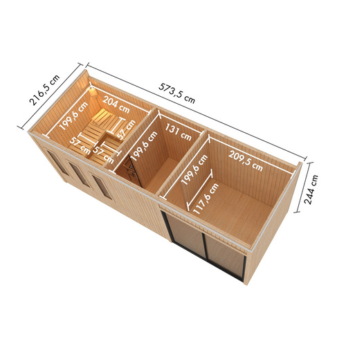 KARIBU Saunahaus »Pillapalu«, BxTxH: x...