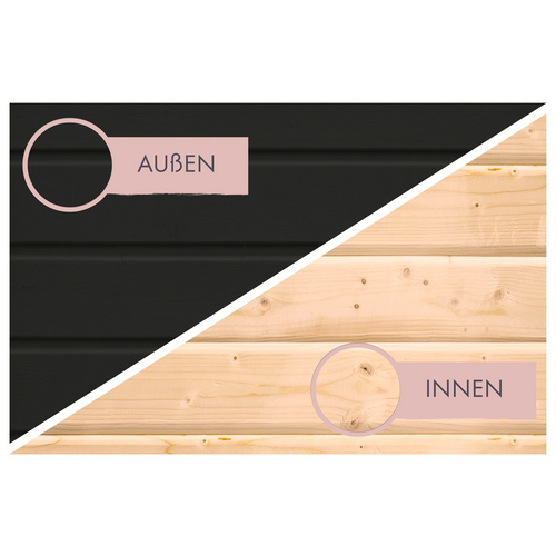 Thumbnail - KARIBU Saunahaus »Pillapalu«, BxTxH: x 574,2 x 216,5 x 244 cm, 9 kW Ofen, für 5 Personen - schwarz