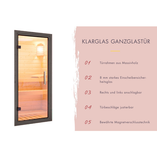 Thumbnail - KARIBU Saunahaus »Hara«, BxTxH: x 219,5 x 216,5 x 244 cm, ohne Ofen, für 4 Personen - schwarz