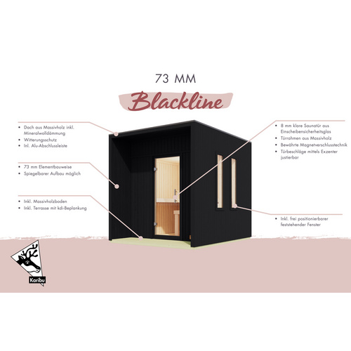 Thumbnail - KARIBU Saunahaus »Peipussee«, BxTxH: x 219,5 x 287,5 x 244 cm, 9 kW Ofen, für 5 Personen - schwarz