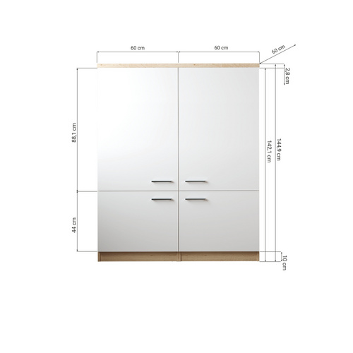 Thumbnail - RESPEKTA Hochschrank »Merle«, BxHxT: 120 x 144,9 x 144,9 cm, weiß - weiss | braun