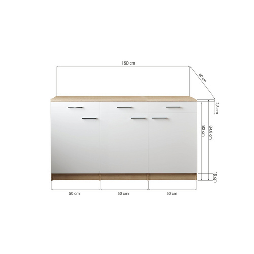 Thumbnail - RESPEKTA Küchenzeile »Merle«, BxHxT: 150 x 85 x 85 cm, weiß - weiss | braun