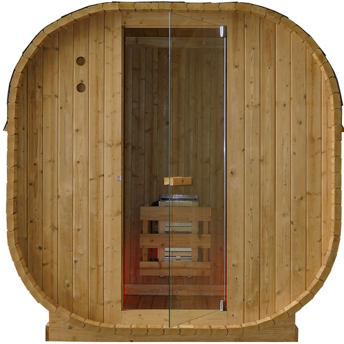 Canadian Spa Fasssauna »Canadian Spa«, Hybrid 184 x 120 x 194 cm, mit Infrarot-System & Aufguss-Ofen - braun