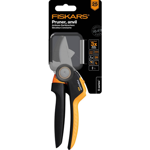 Thumbnail - FISKARS Amboss-Gartenschere, ergonomisch geformt, max. Aststärke: 2,6 cm - schwarz | orange