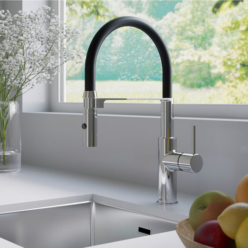 Thumbnail - LENZ Küchenarmatur »NALU«, 3/8", Messing, chrom/schwarz-matt - silberfarben | schwarz