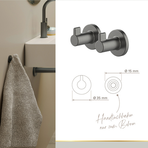 Thumbnail - LENZ Bad-Accessoire-Set »SIVO«, Graphit, Montageart: Kleben oder Bohren - grau