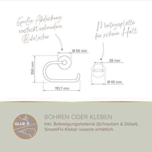 Thumbnail - LENZ Toilettenpapierhalter »SIVO«, Graphit, Montageart: Kleben oder Bohren - grau