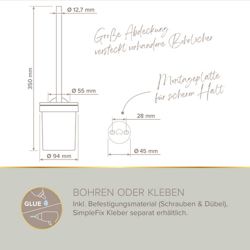 Thumbnail - LENZ Toilettenbürstenhalter »SIVO«, Graphit, Montageart: Kleben oder Bohren - grau