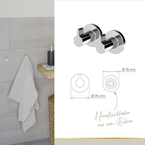 Thumbnail - LENZ Handtuch-Haken »VIDA«, Chrom, Montageart: Bohren - silberfarben
