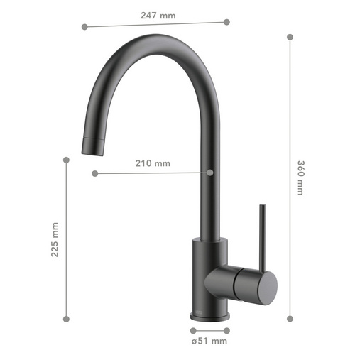 Thumbnail - LENZ Küchenarmatur »LIO«, 3/8", Messing, graphitfarben - grau