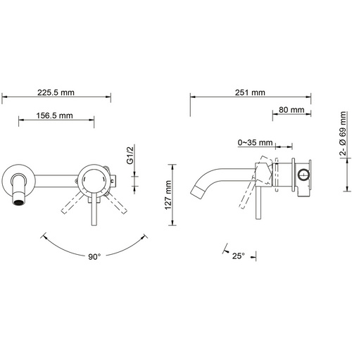 Thumbnail - Unterputzarmatur »BOW²«, Messing, edelstahlfarben - silberfarben