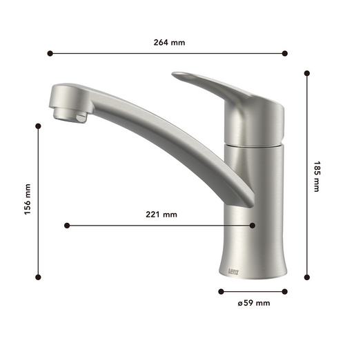 Thumbnail - LENZ Küchenarmatur »KIRA«, 3/8", Messing, edelstahlfarben - silberfarben