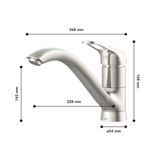 Thumbnail - LENZ Küchenarmatur »KONO«, 3/8", Messing, nickel-mattfarben - silberfarben