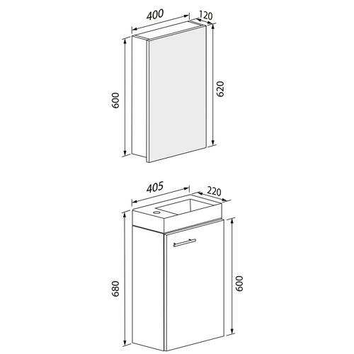 Thumbnail - VCM Waschplatz-Set »Slito«, BxHxT: 41 x 130 x 22 cm - schwarz