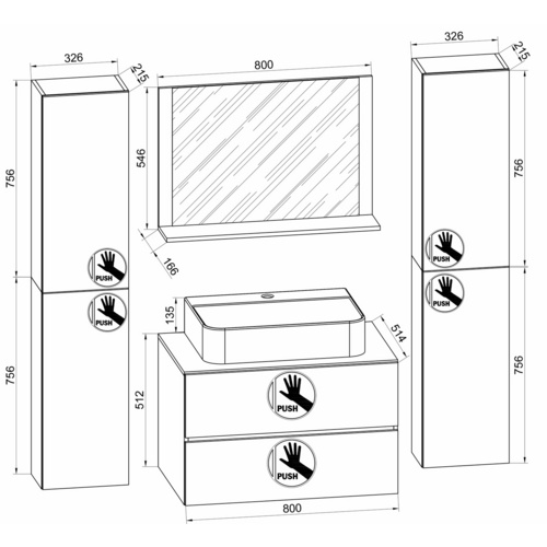 Thumbnail - VCM Waschplatz-Set »Lendas«, 5-tlg., 80 cm, braun