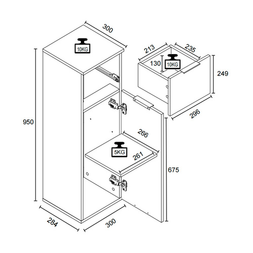 Thumbnail - VCM Midischrank »Donali«, BxHxT: 30 x 95 x 30 cm - braun