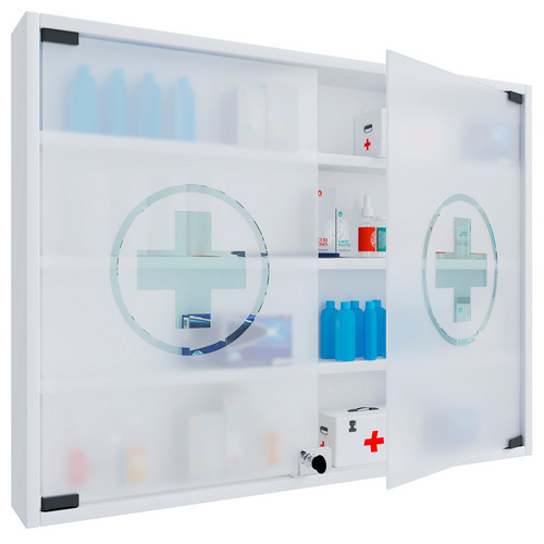 VCM Medizinschrank »Hustila L«, BxHxT: 80 x 60 x 10 cm - weiss