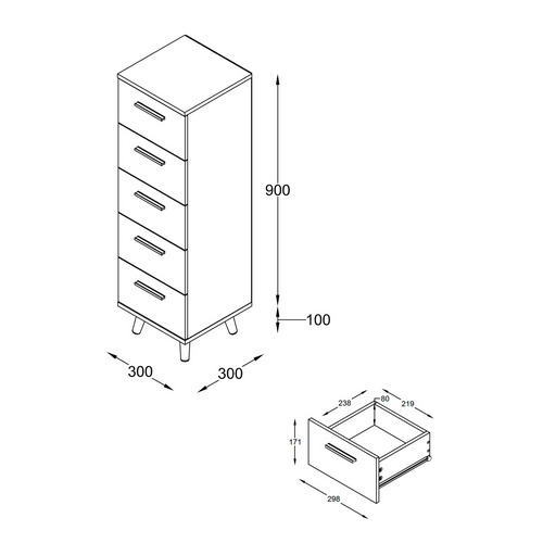 Thumbnail - VCM Schubladenschrank »Landos M«, BxHxT: 30 x 100 x 30 cm - braun
