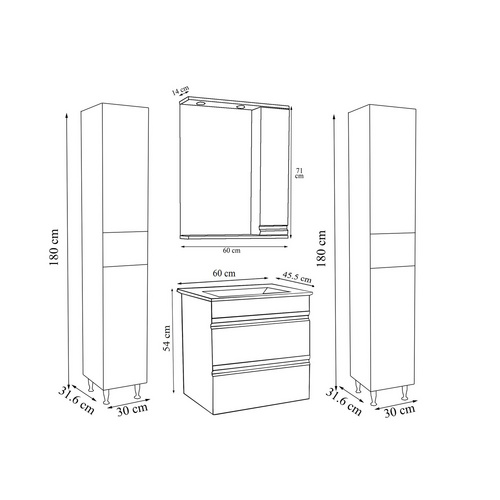 Thumbnail - VCM Waschplatz-Set »Silora«, 5-tlg., weiß - weiss