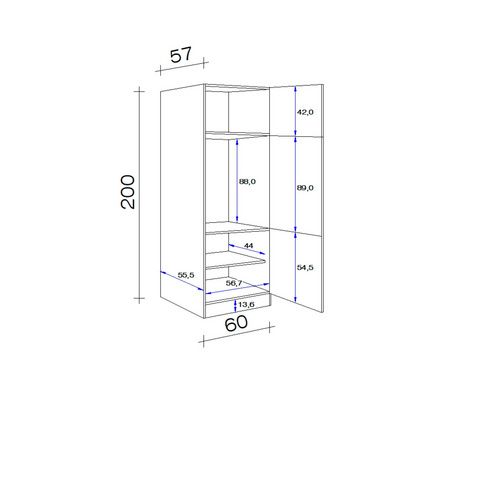 Thumbnail - Flex-Well Geräteumbauschrank »Cara«, BxHxT: 60 x 200 x 60 cm, Dekor: Schilfgrün matt / Artisan Eiche - gruen