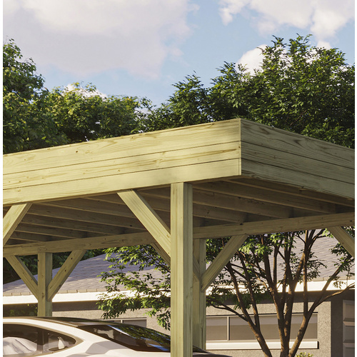 Thumbnail - WEKA Einzelcarport, mit Dachbegrünung, (BxT): 3,28 x 6,66 m, KDI - braun