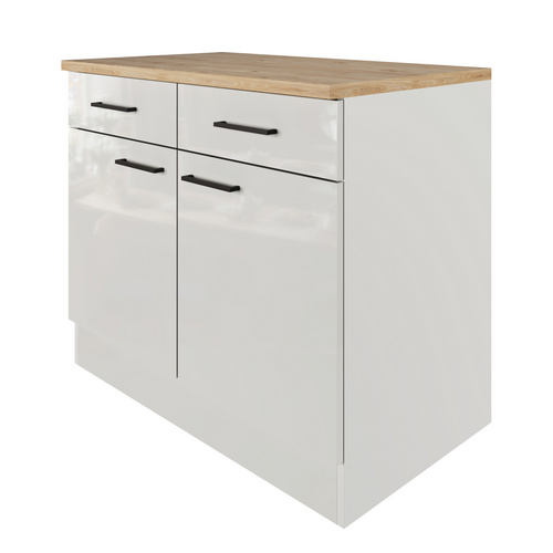 Thumbnail - Flex-Well Küchenunterschrank, »Lund«, LxBxH: 100x85 cm, lichtgrau glänzend