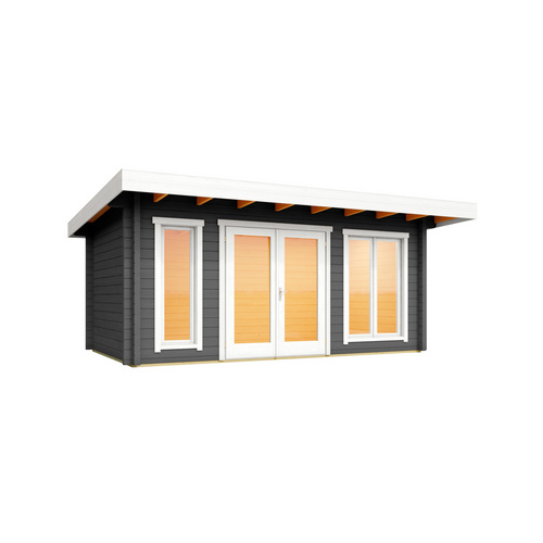 Thumbnail - LASITA MAJA Blockbohlenhaus »Dorset«, BxHxT: 510 x 238,95 x 360 cm (Außenmaß inkl. Dachüberstand), grau