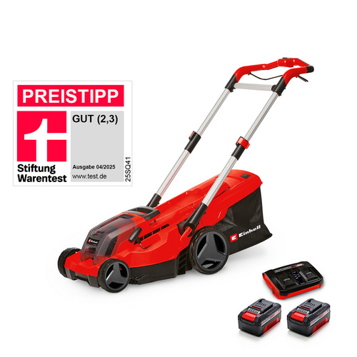 EINHELL Rasenmäher »GP-CM 36/450«, 18 V, Schnittbreite: 38 cm, 6 Schnittstufen, inkl. Akkus - rot