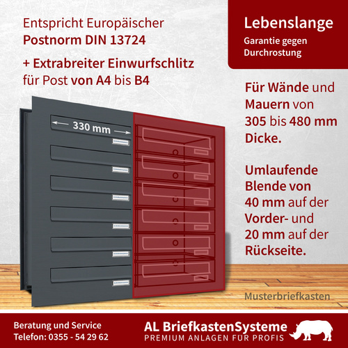 Thumbnail - AL BRIEFKASTENSYSTEME Briefkasten, Parteien: 9, BxHxT: 76,8 x 57,5 x 48 cm - grau