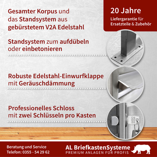 Thumbnail - AL BRIEFKASTENSYSTEME Briefkasten, Parteien: 14, Zaundurchwurf, BxHxT: 153,245 x 170,0 x 27,5 cm - silberfarben