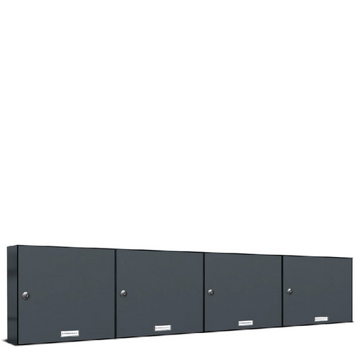 AL BRIEFKASTENSYSTEME Briefkasten, Parteien: 4, BxHxT: 153,6 x 34,5 x 11,6 cm - grau