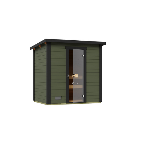 Thumbnail - Saunahaus »Kaapi«, Graugrün, 2 Bänke - gruen