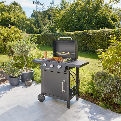 Thumbnail - BBQ Hero Gasgrill »3-Brenner«, verchromt, 37x45cm, 9kW - schwarz