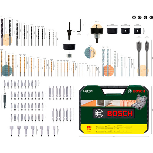 Thumbnail - BOSCH V-Line Box, Bohrer- und Bit-Set, 103-teilig, Kegelsenker, Bithalter