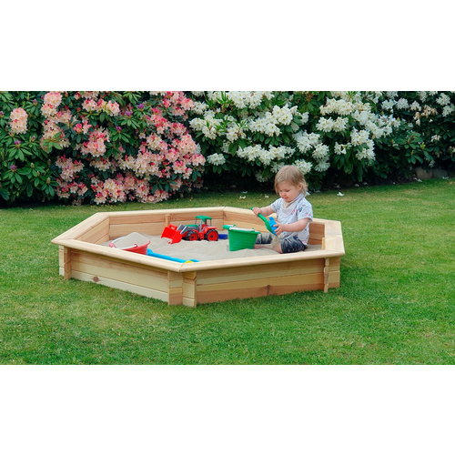 Thumbnail - PROMADINO Sandkasten »Fynja«, BxL: 173 cm x 148 cm, Kiefernholz natur - beige