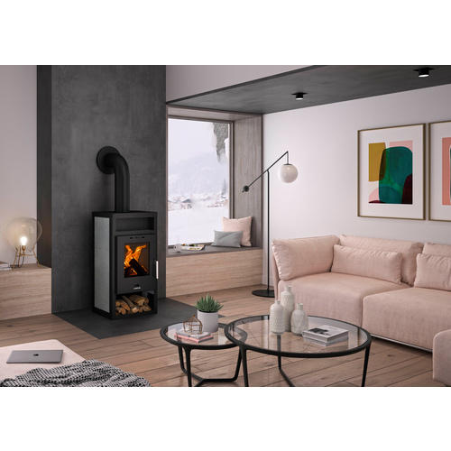 JUSTUS Kaminofen »Texas«, speckstein, Keramik, 6 kW, Zeitbrand geeignet - schwarz (Rabatt: 25 %)
