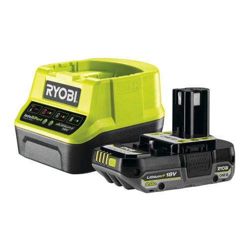 Ryobi 18V ONE+ Starterset RC18120-120C mit 2,0 Ah Lithium-Ionen-Akku und Schnellladegerät für kabellose Elektrowerkzeuge