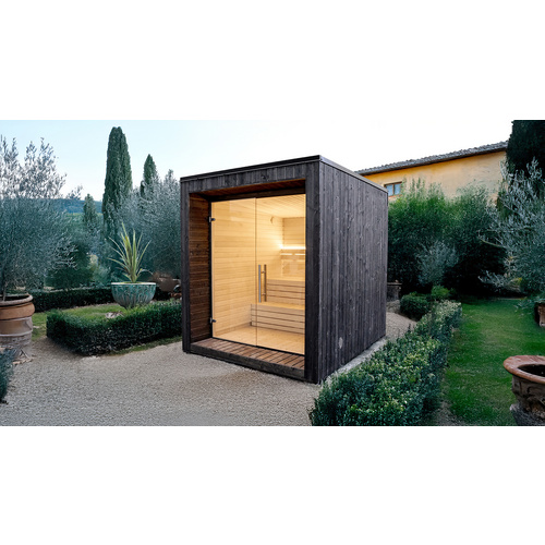 Thumbnail - Saunahaus »Luua Cube«, ThermoWood - schwarz